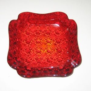 Vintage Cranberry Red Glass Ashtray
